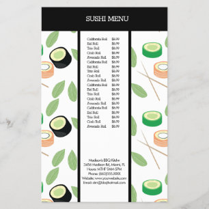 Prospectus 14 Cm X 21,6 Cm Menu de modèle de restaurant asiatique de sushi mo