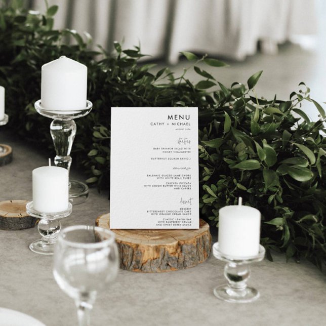 Prospectus 14 Cm X 21,6 Cm Menu de papier noir et blanc minimaliste classique (Créateur téléchargé)