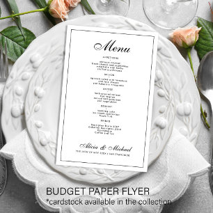 Prospectus 14 Cm X 21,6 Cm Menu élégant et économique pour un mariage noir et