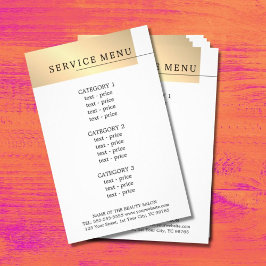 Prospectus 14 Cm X 21,6 Cm Menu Minimal Faux Gold White Black Line
