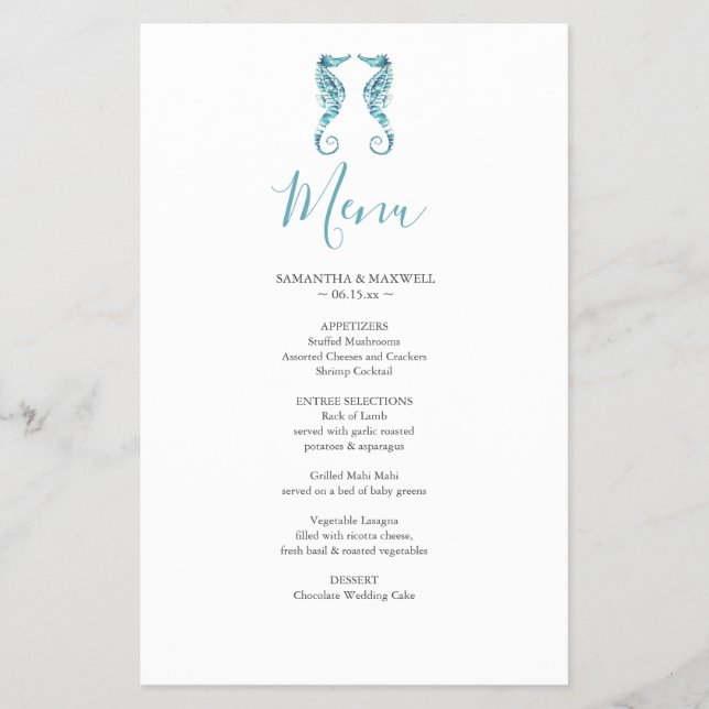 Prospectus 14 Cm X 21,6 Cm Menu Plage Mariage Budget (Devant)
