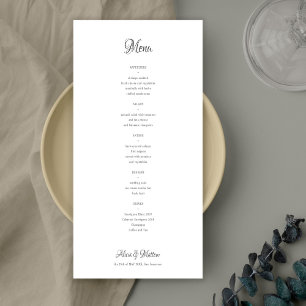Prospectus 14 Cm X 21,6 Cm Menu simple classique à budget mariage noir et bla
