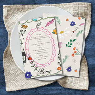 Prospectus 14 Cm X 21,6 Cm Menu simple et élégant avec floralité dessinée à l