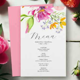 Prospectus 14 Cm X 21,6 Cm Menus de mariage économiques Fleurs aquarelles ros