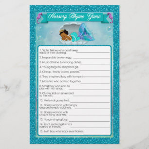 Prospectus 14 Cm X 21,6 Cm Mermaid Baby shower Nursery Rhyme Jeu #135
