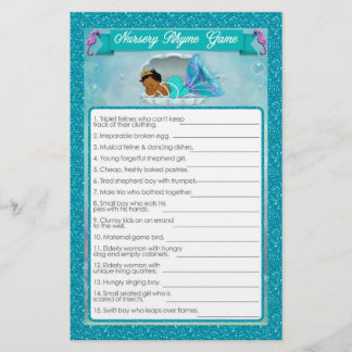 Prospectus 14 Cm X 21,6 Cm Mermaid Baby shower Nursery Rhyme Jeu #135