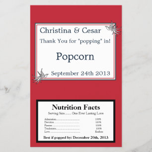 Prospectus 14 Cm X 21,6 Cm Microwave Popcorn Wrapper White Dove Red Blue BG R