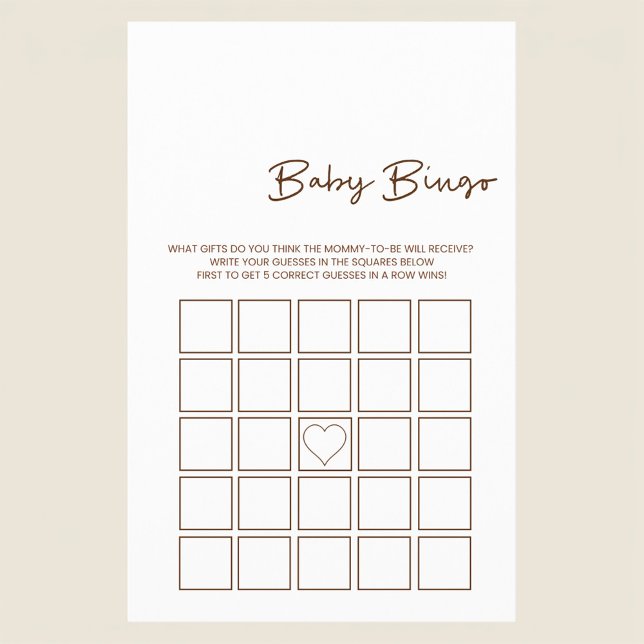 Prospectus 14 Cm X 21,6 Cm Minimalist Baby Gift Bingo Game Flyer (Créateur téléchargé)