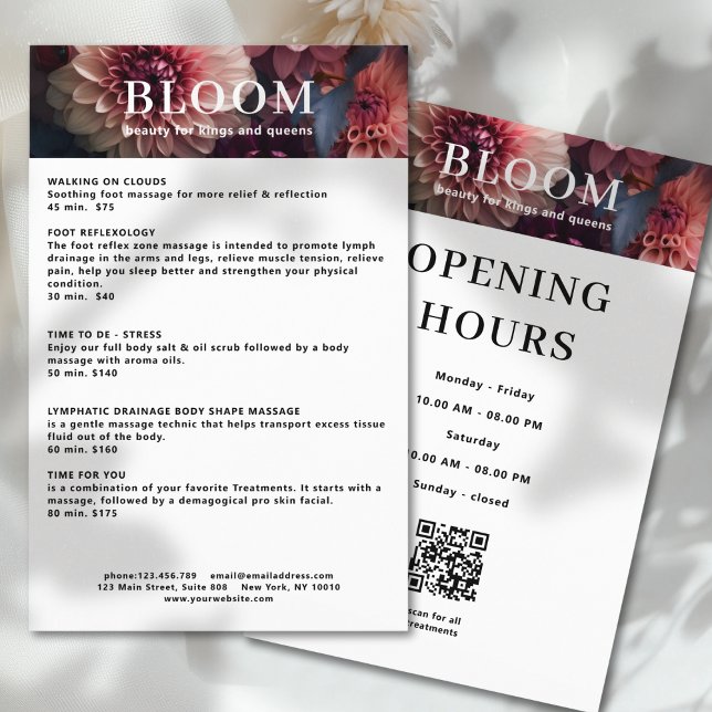 Prospectus 14 Cm X 21,6 Cm Modern Flower Salon Pricelist QR Code (Modern Flower Salon Pricelist QR Code Flyer)