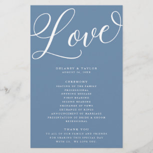 Prospectus 14 Cm X 21,6 Cm Moderne Script Flourdissant, Dusty Blue Paper Prog