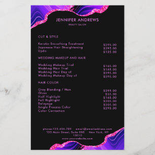 Prospectus 14 Cm X 21,6 Cm Moderner Marmor Glitzer Salon Preisliste Flyer