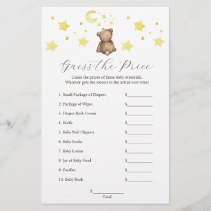 Prospectus 14 Cm X 21,6 Cm Neutral Teddy Bear et Stars Devinez Le jeu du prix