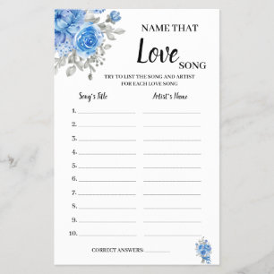 Prospectus 14 Cm X 21,6 Cm Nom qui aime Chanson Blue Flowers Douche Carte de