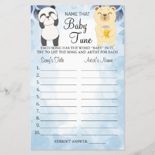 Prospectus 14 Cm X 21,6 Cm Nounours Nom de la carte de jeu de douches pour bé