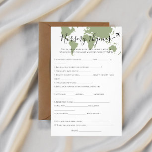 Prospectus 14 Cm X 21,6 Cm Nursery Rhymes Quiz Travel World Map Baby shower