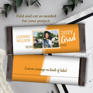 Prospectus 14 Cm X 21,6 Cm Orange Graduation Custom Candy Bar Wrapper