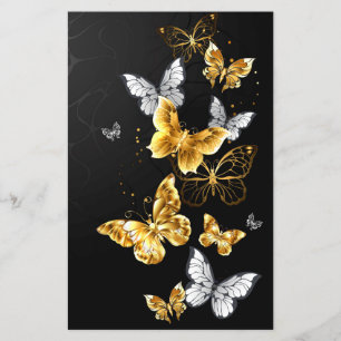 Prospectus 14 Cm X 21,6 Cm Papillons dorés et blancs