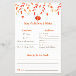 Prospectus 14 Cm X 21,6 Cm Petit Baby shower Citrouille Conseils de prédictio