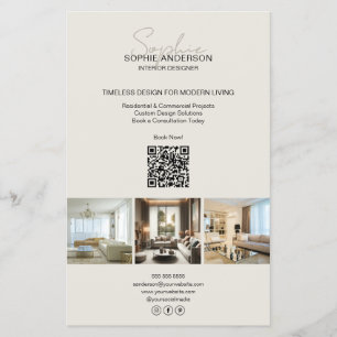 Prospectus 14 Cm X 21,6 Cm Photo de script moderne QR Professionnel