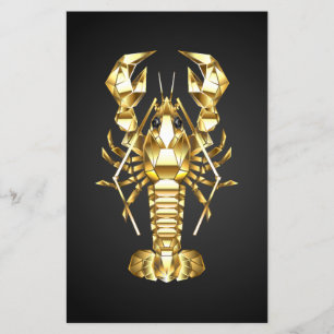 Prospectus 14 Cm X 21,6 Cm Poisson à langouste polygonale dorée sur noir