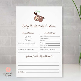Prospectus 14 Cm X 21,6 Cm Prédictions et conseils jote Sloth Baby shower jeu