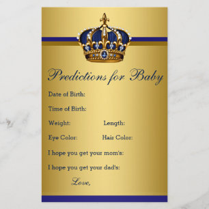 Prospectus 14 Cm X 21,6 Cm Prince Baby shower Conseils Prédiction Cartes de j