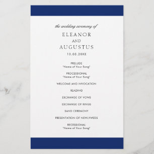 Prospectus 14 Cm X 21,6 Cm Programme de mariage élégant et économique bleu ma