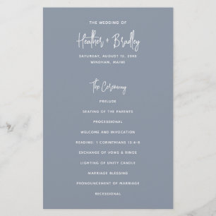 Prospectus 14 Cm X 21,6 Cm Programme de mariage moderne minimal poussiéreux b