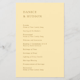 Prospectus 14 Cm X 21,6 Cm Programme minimaliste de mariage budgétaire jaune 