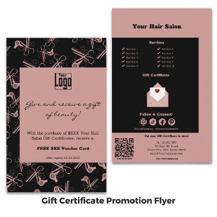 Prospectus 14 Cm X 21,6 Cm Promotion du certificat cadeau de salon moderne