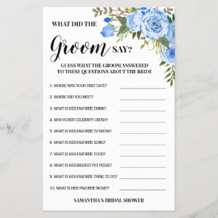 Prospectus 14 Cm X 21,6 Cm Qu'a dit Groom Fête des mariées Blue Game Card