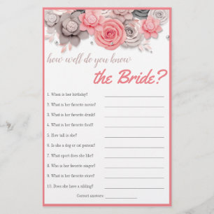 Prospectus 14 Cm X 21,6 Cm Quelle est votre connaissance de la mariée ? Carte