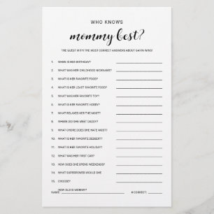 Prospectus 14 Cm X 21,6 Cm Qui Connaît Mommy Budget Friendly Baby shower Jeu