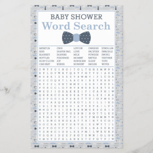Prospectus 14 Cm X 21,6 Cm Recherche de mots pour Baby Shower, Bleu, Gris