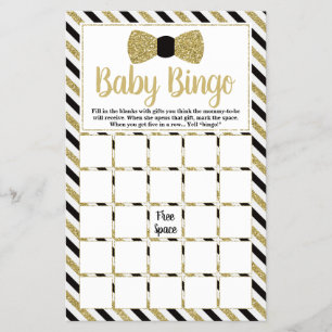 Prospectus 14 Cm X 21,6 Cm Recherche de mots pour Baby Shower, noeud papillon