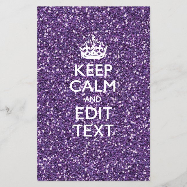 Prospectus 14 Cm X 21,6 Cm Restez calme et ayez votre texte Glamor Mauve (Devant)