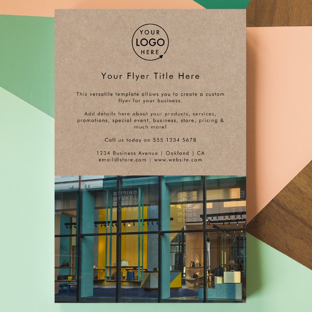 Prospectus 14 Cm X 21,6 Cm Rustique Kraft | Logo d'entreprise photo moderne (Upload your logo and photo for a polished professional marketing flyer)