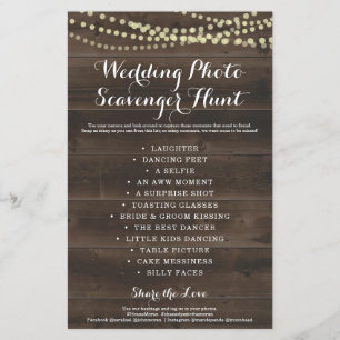 Prospectus 14 Cm X 21,6 Cm Rustique Mariage Photo Scavenger Chasse I Spy Jeu