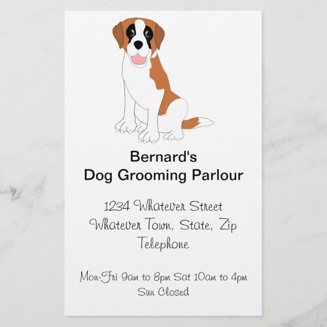Prospectus 14 Cm X 21,6 Cm Salon de toilettage pour Saint-Bernard (Devant)