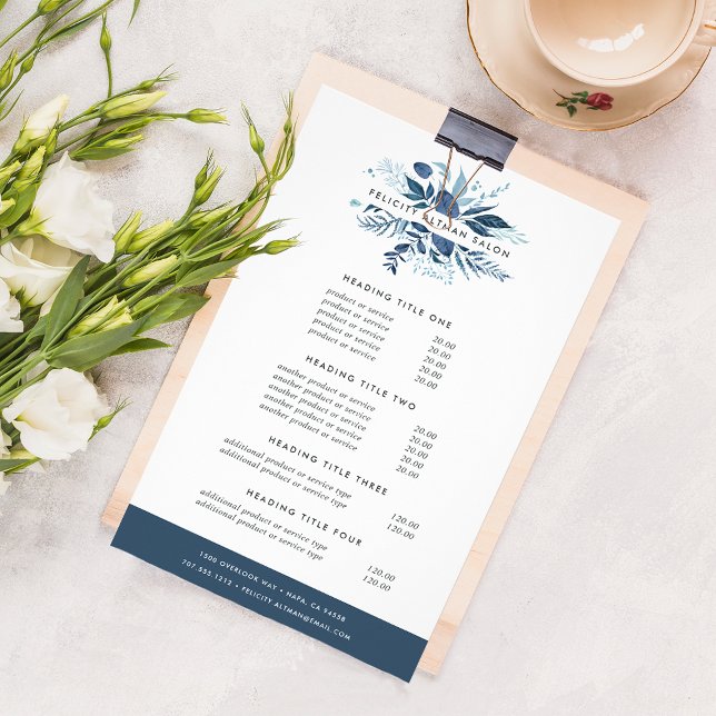 Prospectus 14 Cm X 21,6 Cm Services et tarifs Azure Wild (Créateur téléchargé)