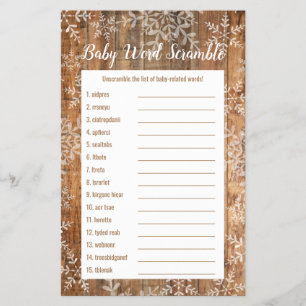 Prospectus 14 Cm X 21,6 Cm Snowflakes rustique Baby shower d'hiver Word Scram