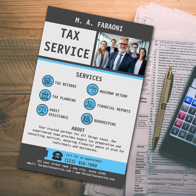 Prospectus 14 Cm X 21,6 Cm Société de services fiscaux (Créateur téléchargé)