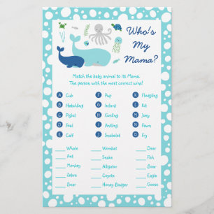 Prospectus 14 Cm X 21,6 Cm Sous Le Jeu De Match Animal Baby shower Mer