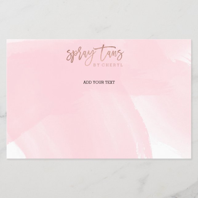 Prospectus 14 Cm X 21,6 Cm Spray tans logo élégant rose or typographie rose (Devant)
