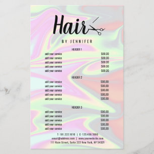 Prospectus 14 Cm X 21,6 Cm Stylish modern elegant holographic hairstylist