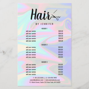 Prospectus 14 Cm X 21,6 Cm Stylish modern elegant holographic hairstylist