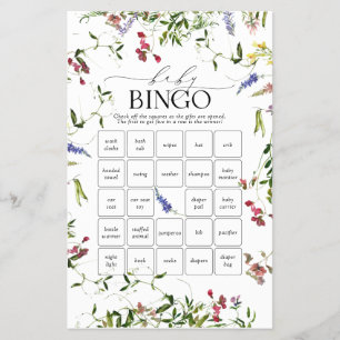 Prospectus 14 Cm X 21,6 Cm Summer Wildflower Baby Shower Bingo Game