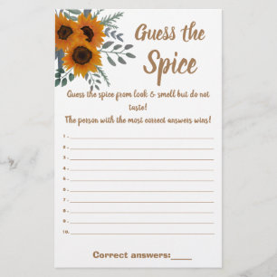 Prospectus 14 Cm X 21,6 Cm Sunflower Greenery devine la carte de jeu épice