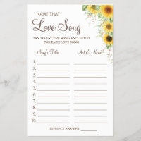 Sunflower Nom qui aime chanson douche jeu carte