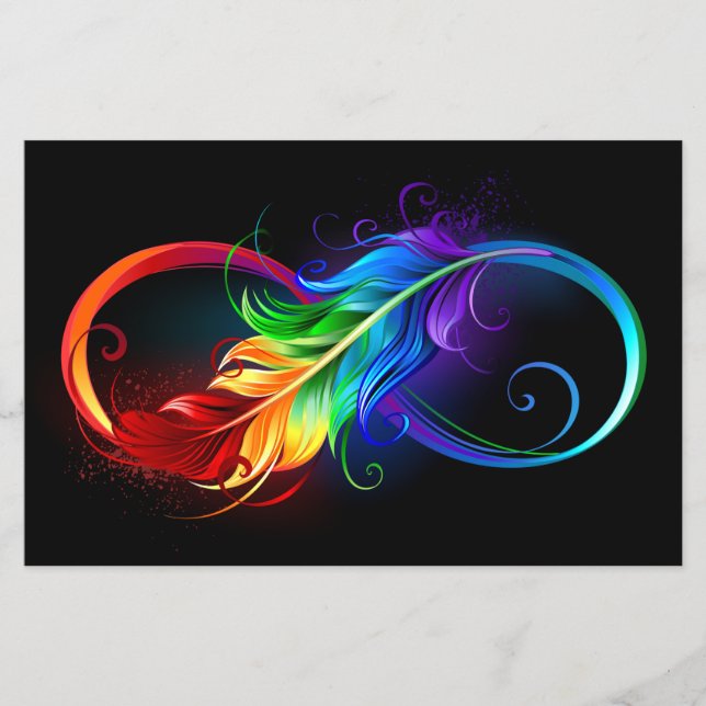 Prospectus 14 Cm X 21,6 Cm Symbole d'infini avec plume arc-en-ciel (Devant)